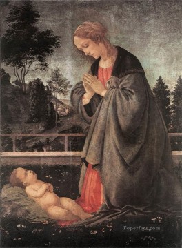Adoración del Niño 1483 Christian Filippino Lippi Pinturas al óleo